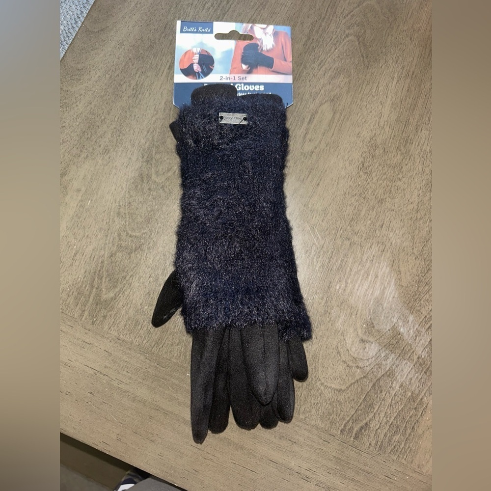 Knit Black 2-in-1 Gloves
